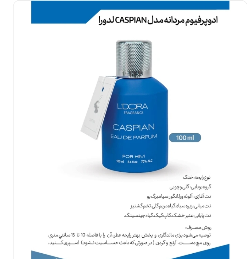 ادوپرفیوم مردانه مدل CASPIAN فرگرنس 100 میلی‌لیتر