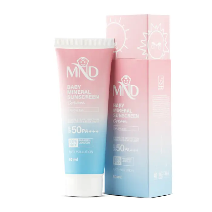 کرم ضد آفتاب فیزیکی کودک ام ان دی با فاکتور حفاظتی 50 (SPF 50) حجم 50 میلی لیتر